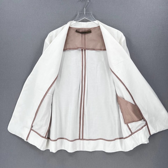 ENZA COSTA Twill Belted Jacket Womens Small Off White Linen Blazer Wrap NEW - Picture 10 of 16